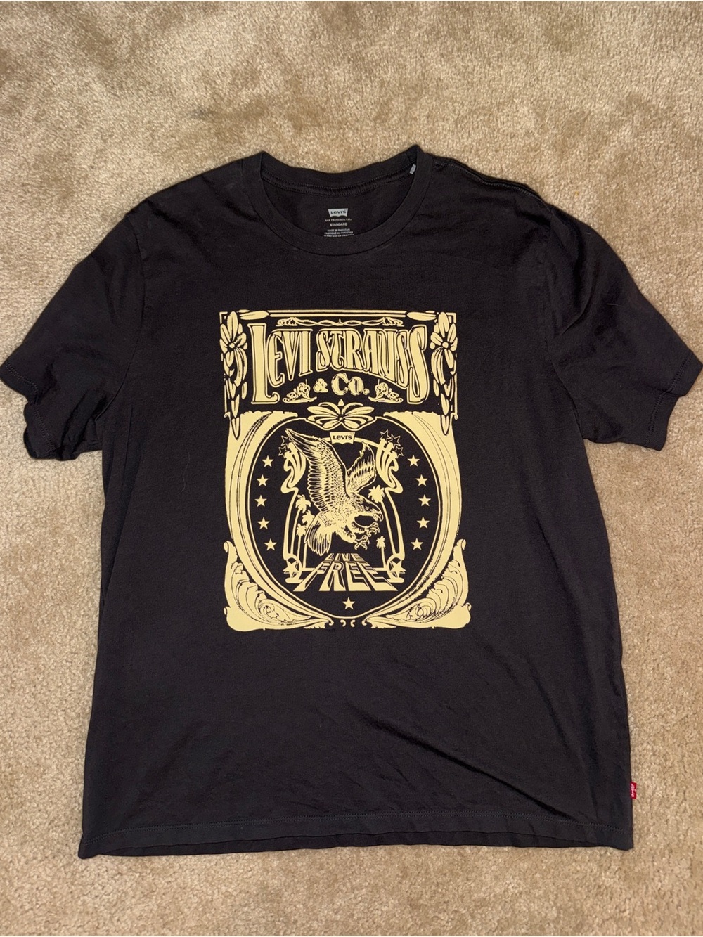 Levi Strauss & Co Live Free Eagle Poster Graphic Tee Charcoal Grey XL